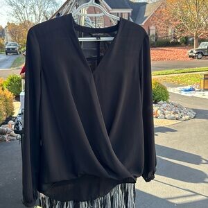 Semi sheer black long sleeve blouse
